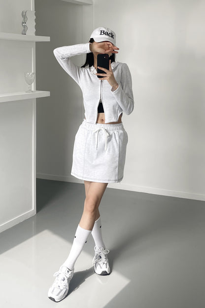 Stitch Side Slit Hooded Zip-Up