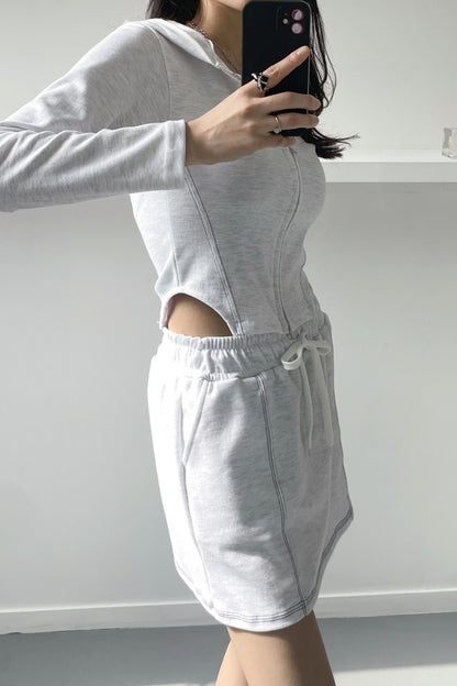 Stitch Side Slit Hooded Zip-Up