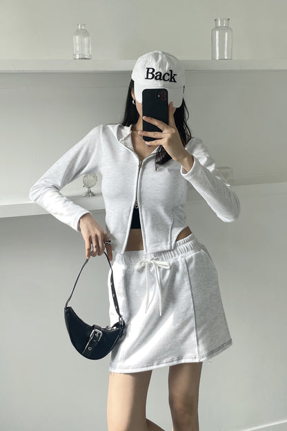 Stitch Side Slit Hooded Zip-Up