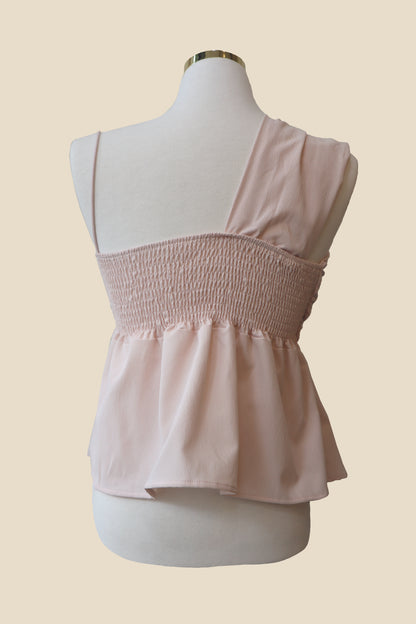 Unbalanced Pleated Sleeveless Blouse Top