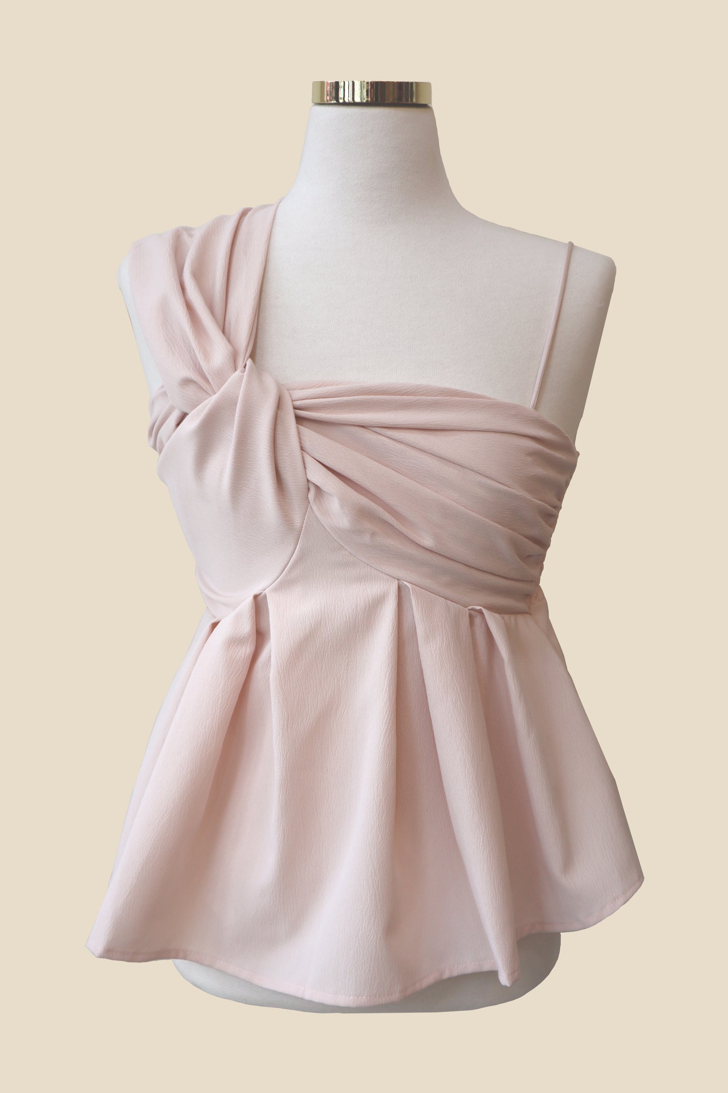 Unbalanced Pleated Sleeveless Blouse Top