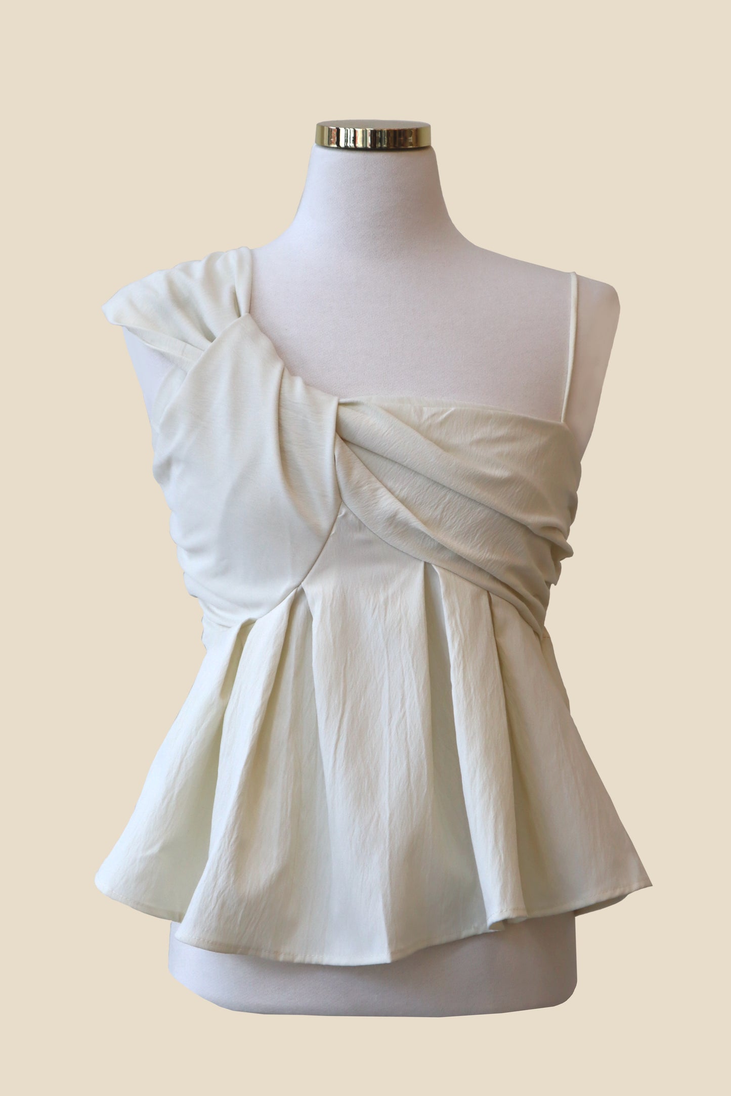 Unbalanced Pleated Sleeveless Blouse Top
