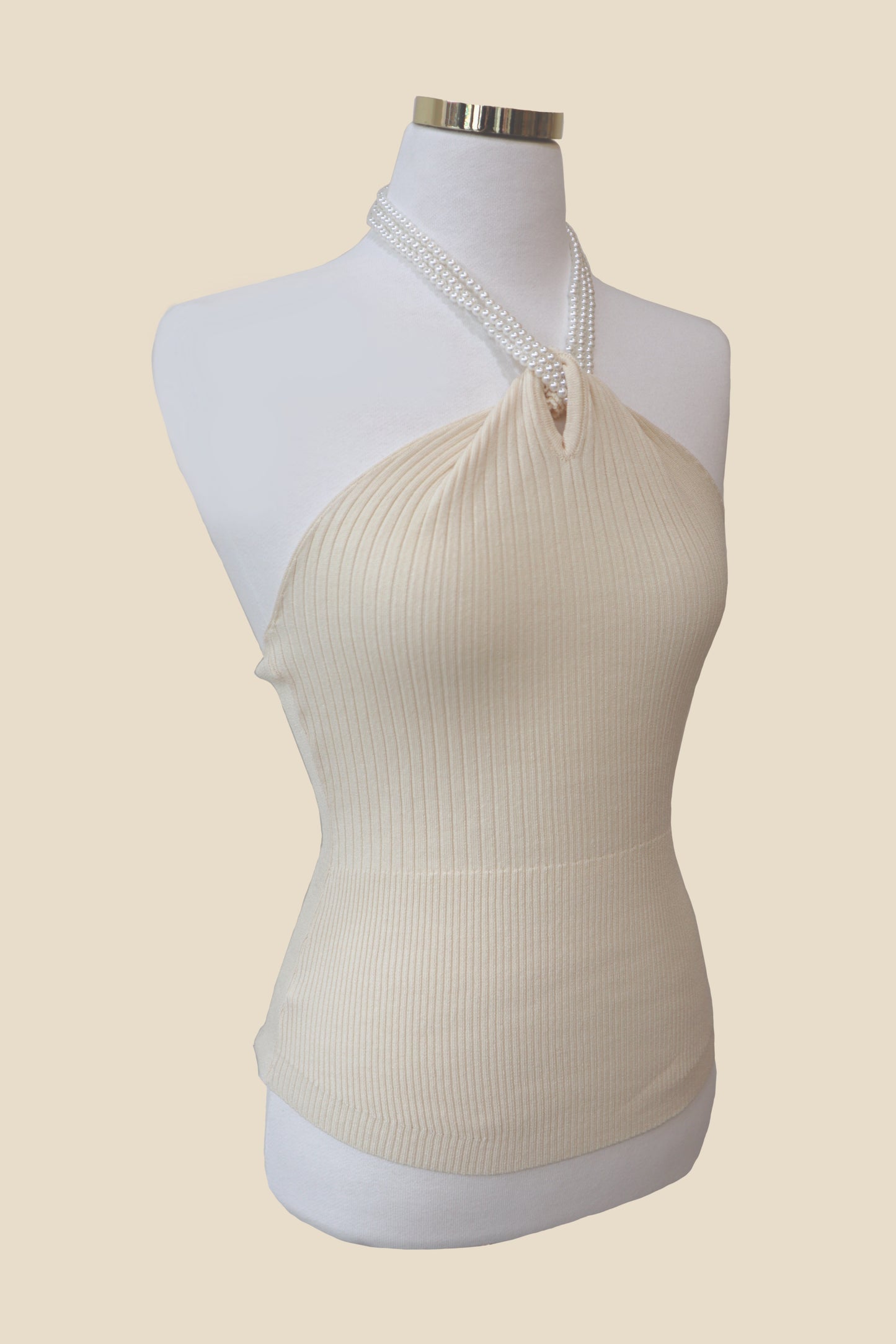 Pearl-Neck Sleeveless Top