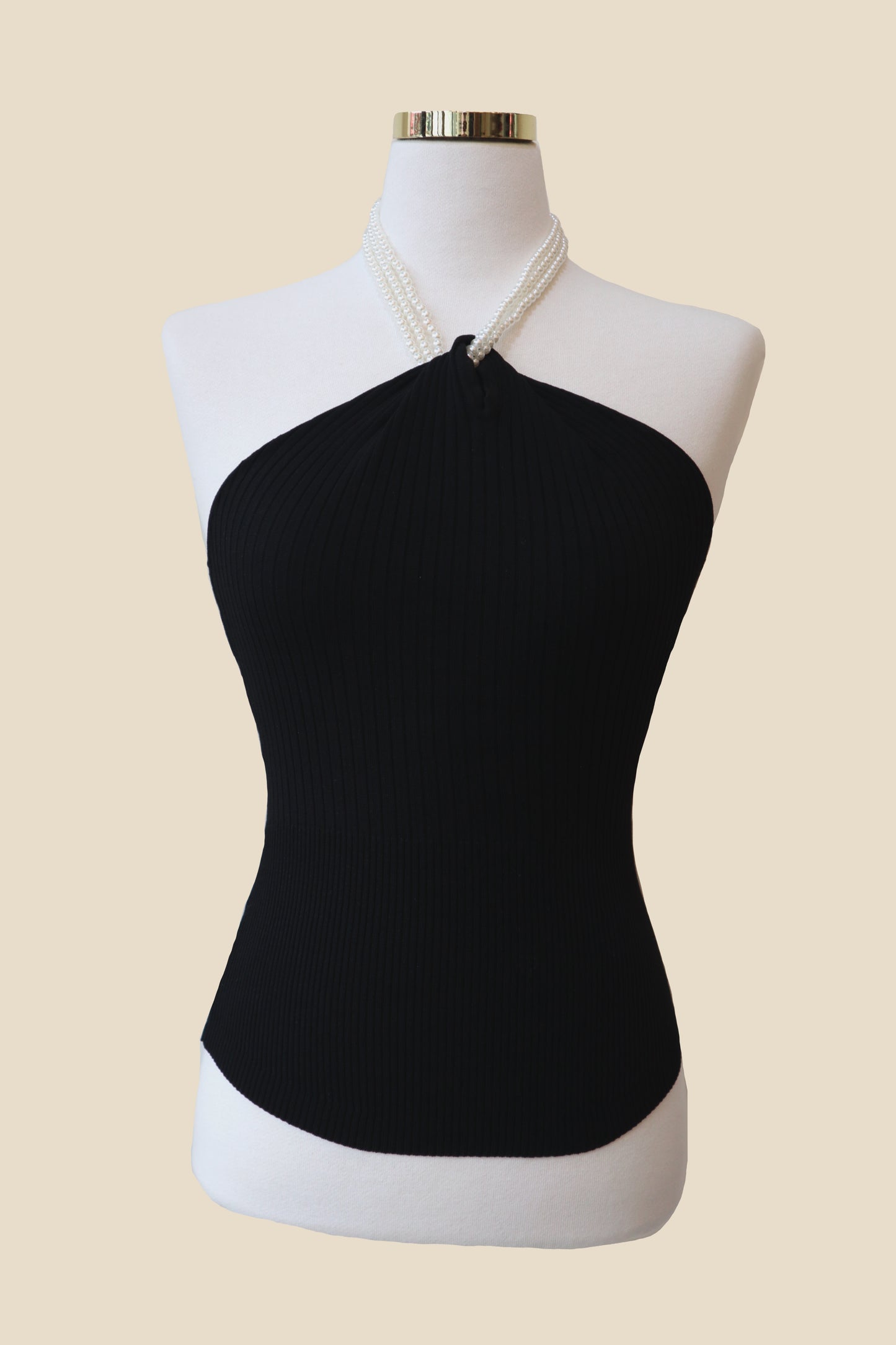Pearl-Neck Sleeveless Top