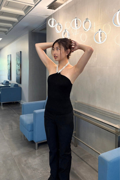 Pearl-Neck Sleeveless Top