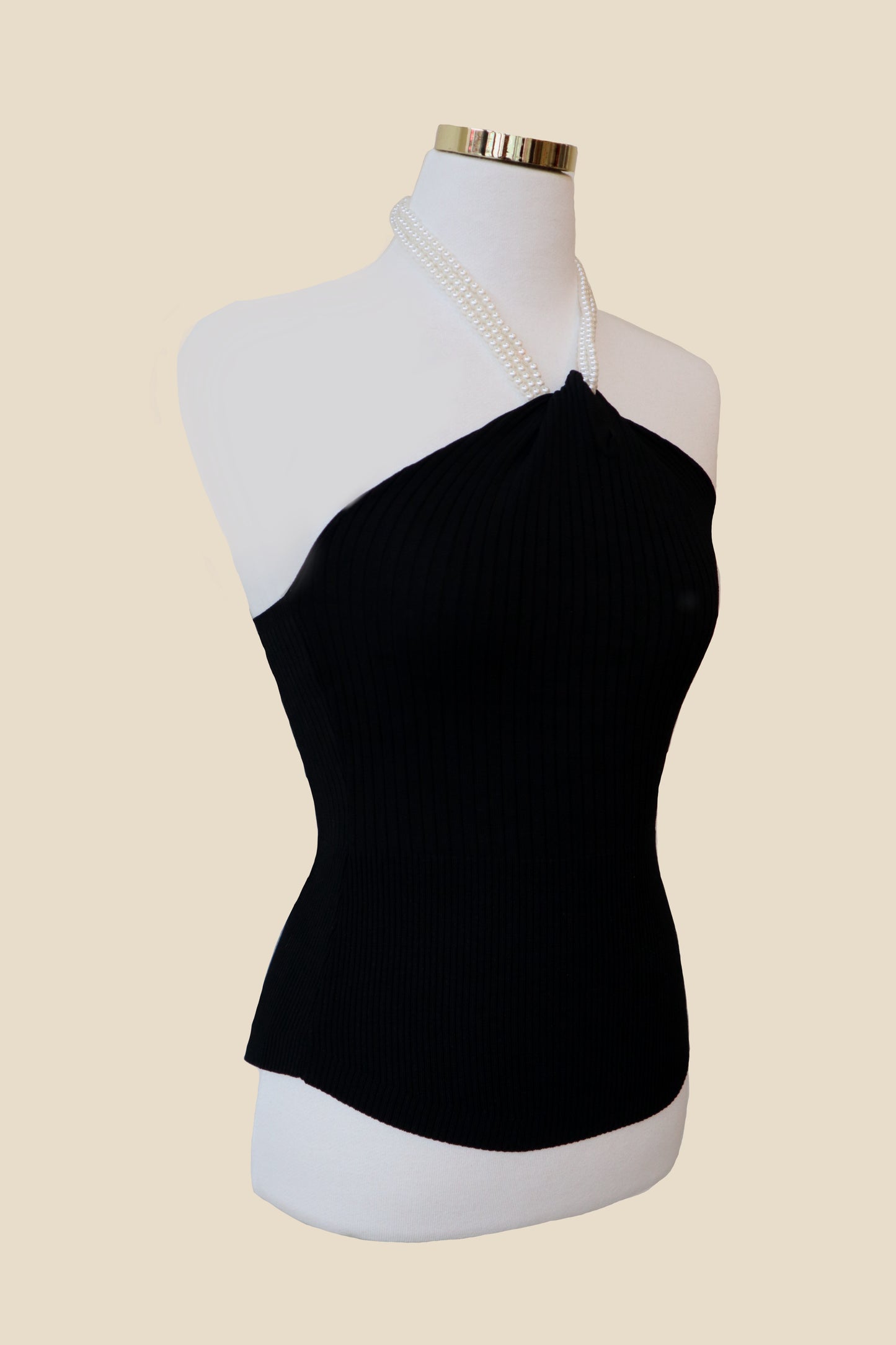Pearl-Neck Sleeveless Top