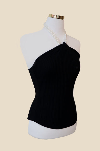 Pearl-Neck Sleeveless Top