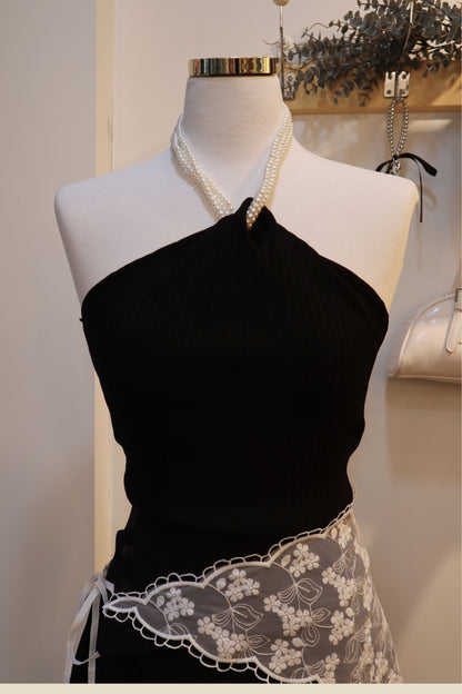 Pearl-Neck Sleeveless Top