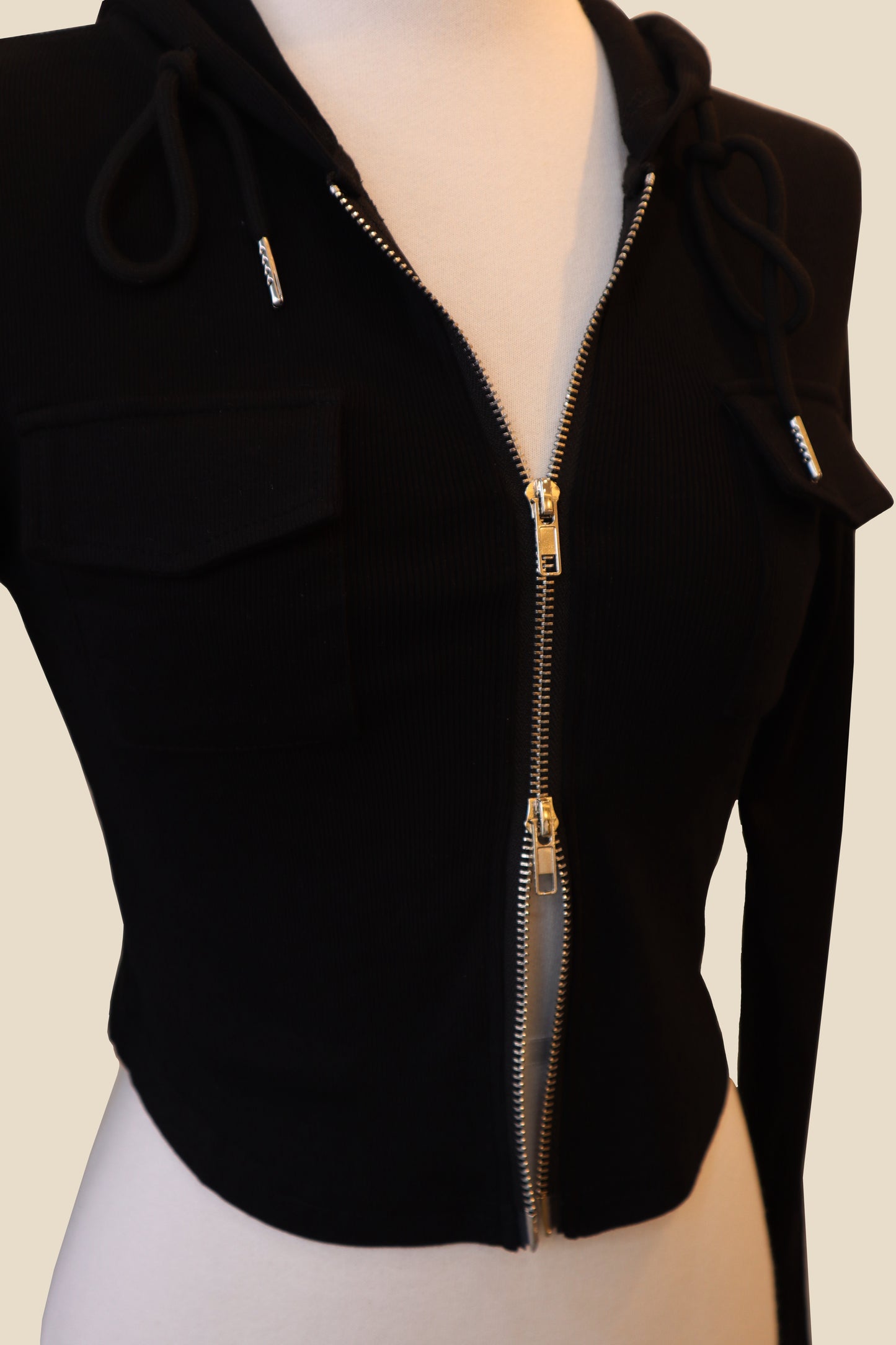 Double Pocket Cropped Zip-Up