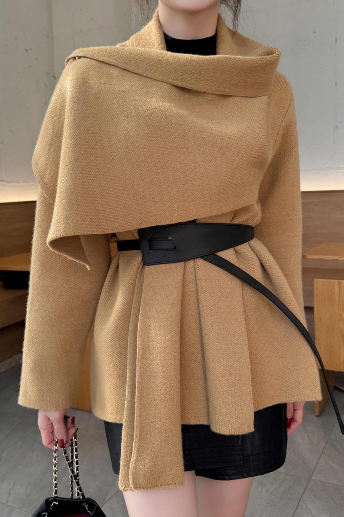 Chepeu Shawl Cardigan Belt Set