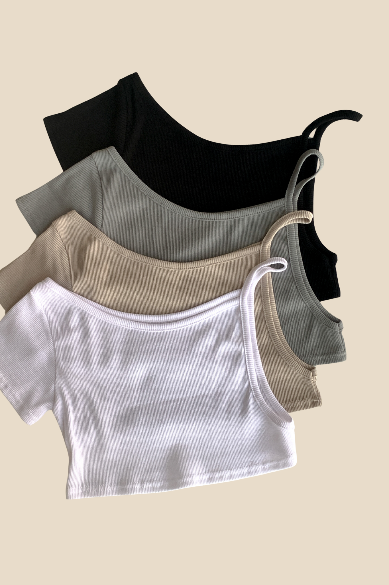 Ribbed Tank Layered Short Sleeve Set