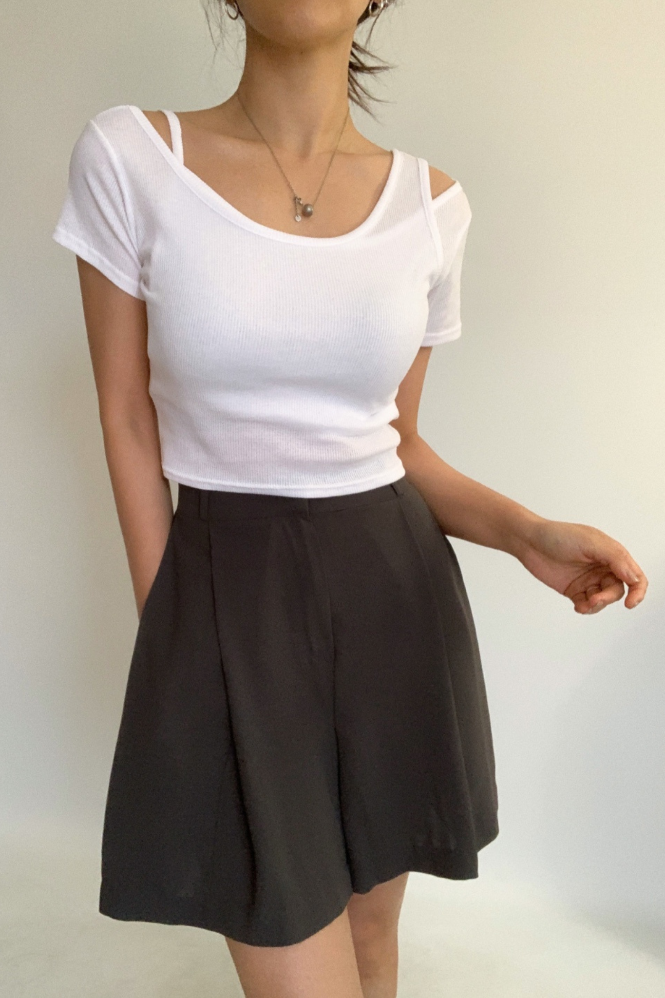Ribbed Tank Layered Short Sleeve Set