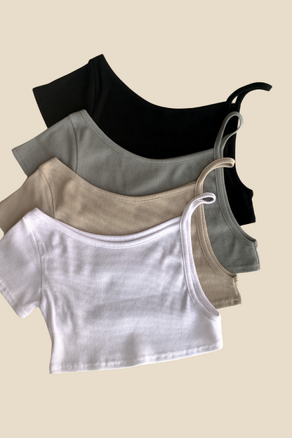 Ribbed Tank Layered Short Sleeve Set