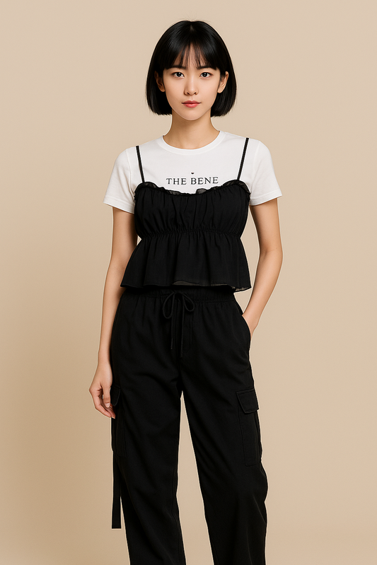 The Bene Shirt Chiffon Tank Set
