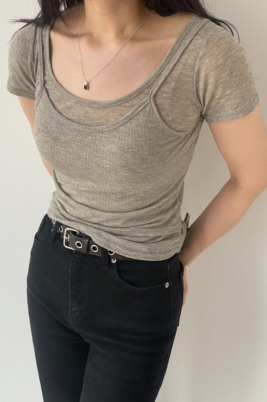 Tencel Double Layered Tank Top Shirt Set